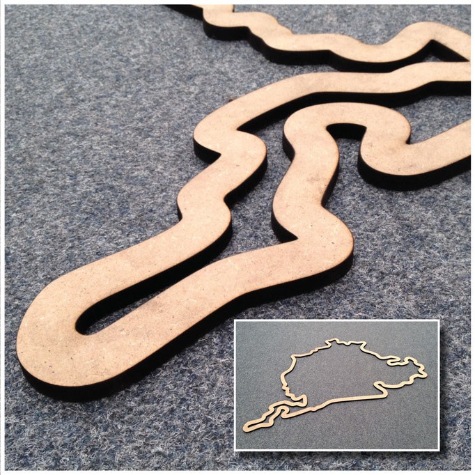 Wanddekoration "Nürburgring". Material: MDF , 10mm. Maße: 1200 x 800 mm